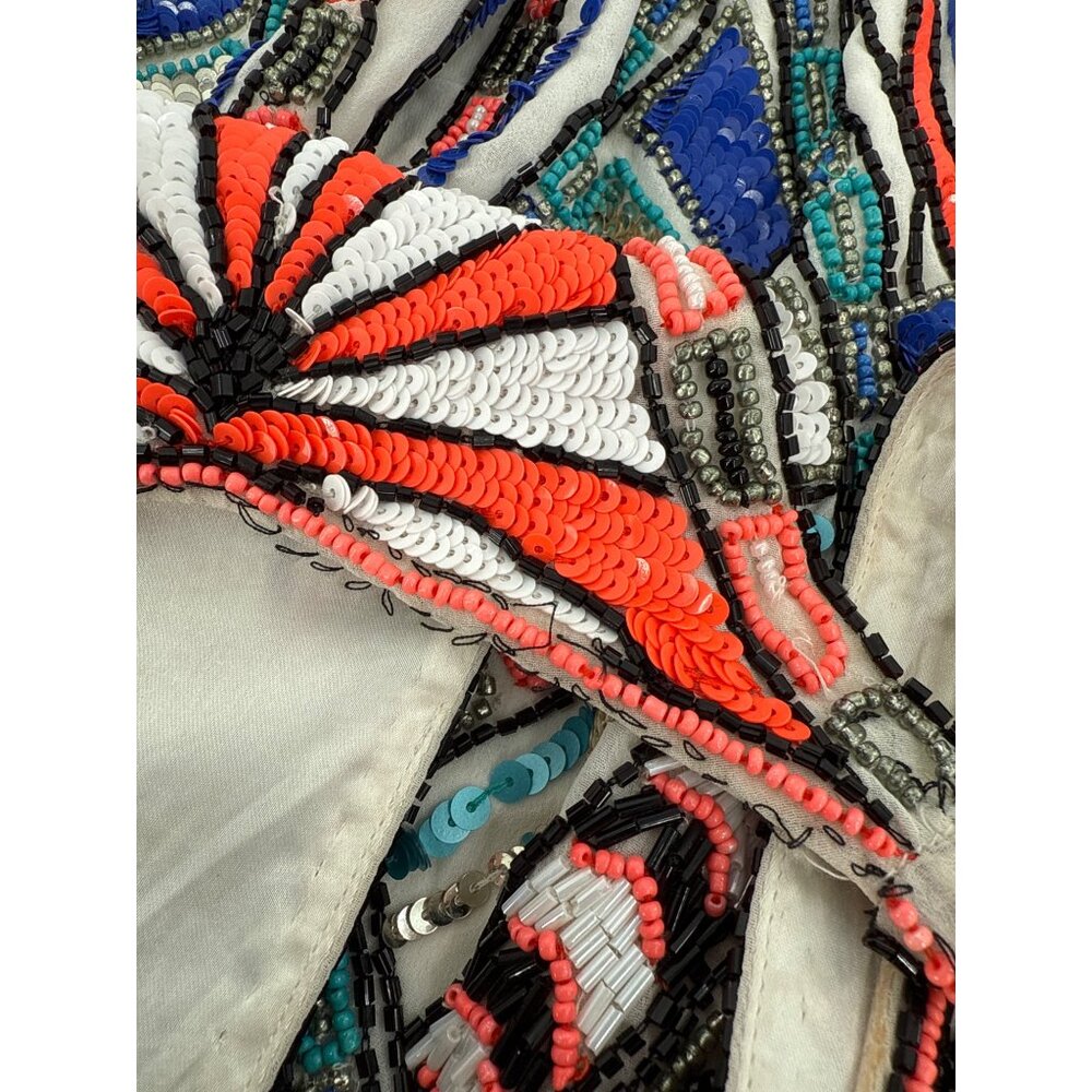 Parker Ramsey Hand-Beaded Art Deco Patterned Sleeveless Mini Dress Medium - Picture 8 of 8